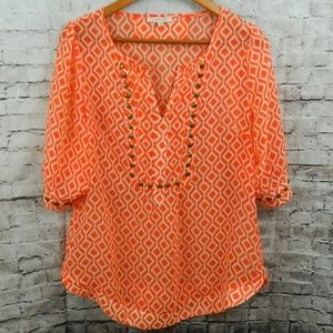 41 Hawthorn Stitch Fix Moni Geo Print Stud Top M